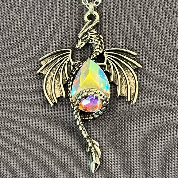 “Smaug in Flight" Dragon Handmade 2-Layer Necklace Tolkien, Empyrean Fourth Wing - Picture 4 of 16